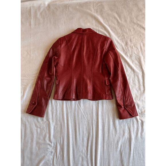 Guess Red Cropped Leather Jacket Size Medium, Y2K, Biker, Edgy - Picture 8 of 10